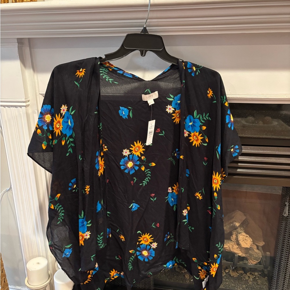 Loft Floral Black Kimono Top